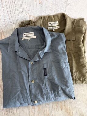 Set of 2 Columbia Men’s Short-Sleeve Button Down Linen Feel Shirts